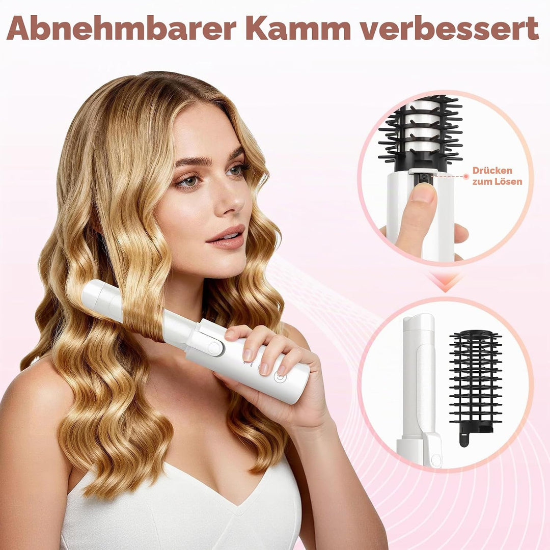 Schnurloser Lockenstab 32mm, Curling Iron mit 4 Temperaturen Tragbare Reise, 7000 mAh USB-aufladbare