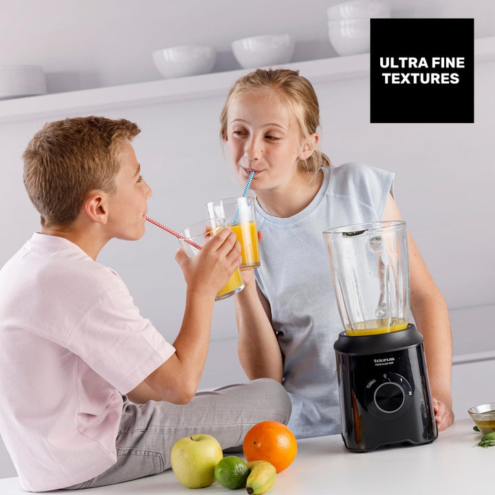 Taurus - Batidora de Vaso Prior Glass 1500W | 2 Velocidades + TURBO | Cuchillas 4 Filos Extraíbles |