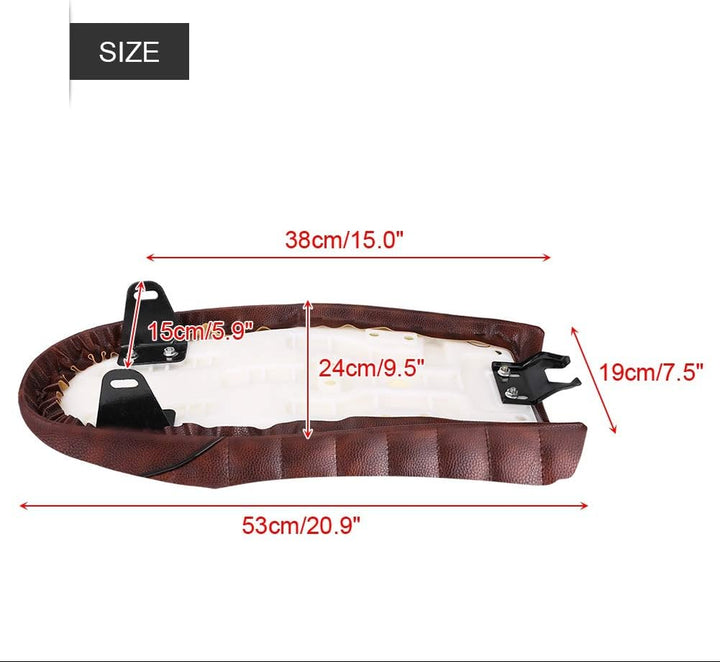 Hlyjoon Motorrad Sitz PU Leder Vintage Cafe Racer Sitz Motorrad Flach Sattelkissen mit Montagehalter