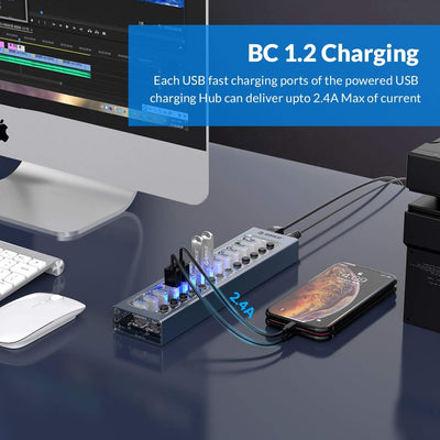 ORICO Hub USB, Hub USB 3.0 en Aluminium Avec 13 Ports USB 3.0, distributeur de Ports USB 3.0 Pour le