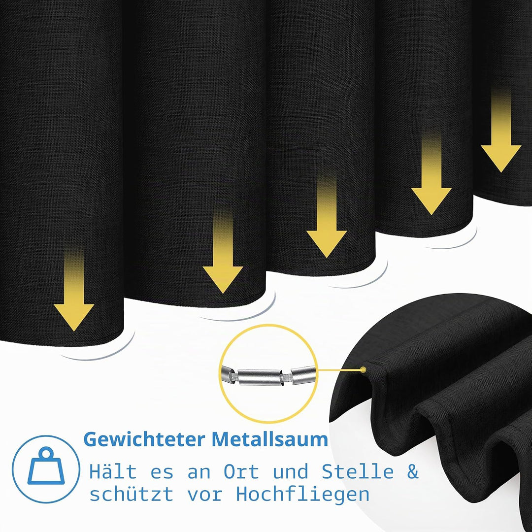 VANZAVANZU Duschvorhang Leinen mit Metall Duschvorhangringe Stoff Textil Badewannenvorhang Anti Schi