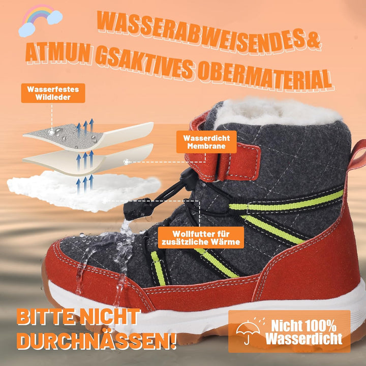 visionreast Winterstiefel Mädchen Winterschuhe Kinder Junge Wanderschuhe mit Wollfutter Schneestiefe