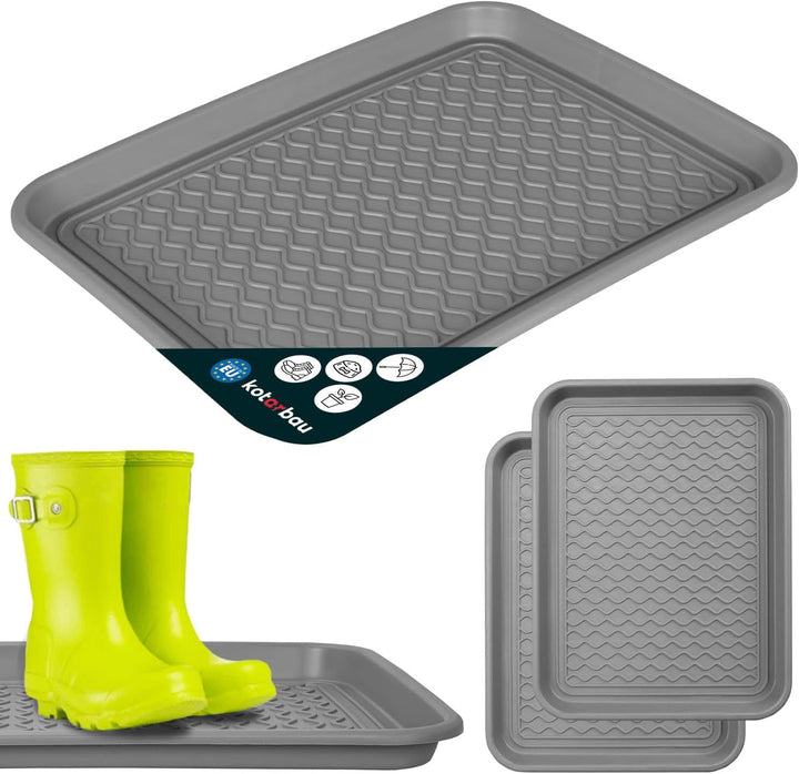KOTARBAU® 2er Set Schuhabtropfschale 38x50cm Abtropfmatte Schuhe Grau Schuhmatte Abtropfmatte Kunsts