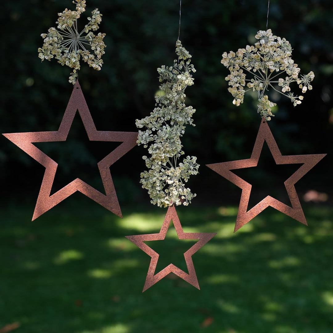 Deko Kind - Rostige Sterne 3er Set - Premium Edelrost Qualität - Rost Gartenstecker - Metallstern -
