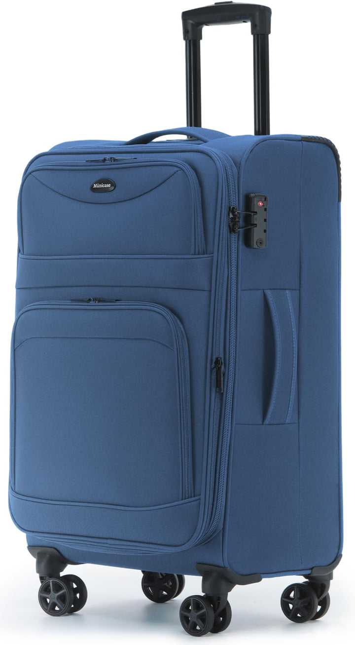 Stoffkoffer erweiterbar mit Frontfächern,15% Extra-Volumen, TSA-Schloss, 360° Doppelrollen & verdeck