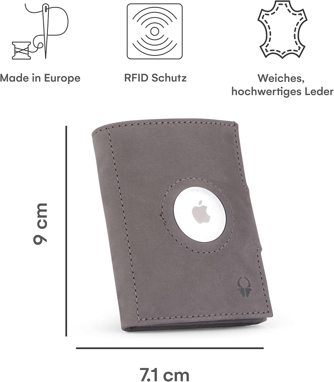 DONBOLSO Wallet Air - Slim Wallet mit Apple AirTag Fach - Hochwertiges Kreditkartenetui aus Echtlede