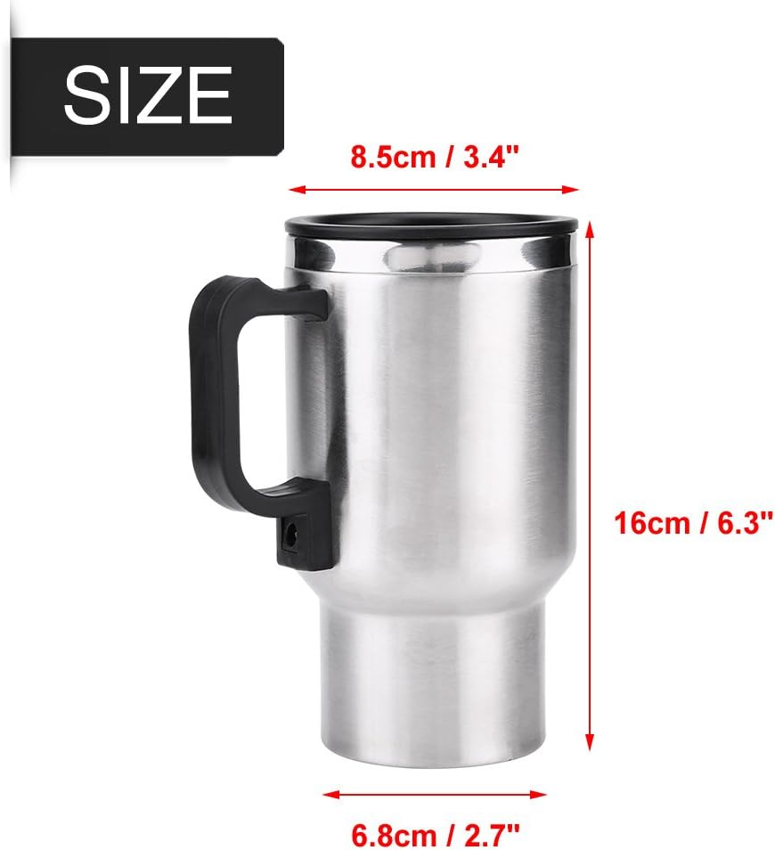 Auto Wasserkocher 12V, 450 ml Autowasserkocher aus Edelstahl, Tragbar Elektrischer Reise, Reisewasse