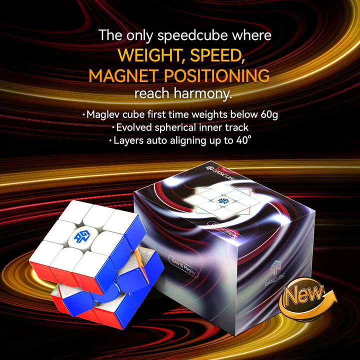 GAN 15 Maglev Zauberwürfel Magnetisch Speed Cube 3x3, Magischer Speed Cube, mit Flügelförmige Numeri