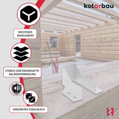 KOTARBAU® 10er Set Balkenschuh Typ A 50 mm Holzbalkenverbinder Balkenverbinder Verbinder für Baukons