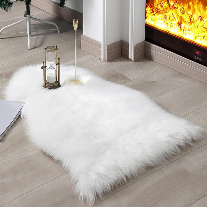 JXLOULAN Faux Lammfell Schaffell Flauschig Teppich 50 x 80 cm Nachahmung Wolle fellteppich Weiche Lo