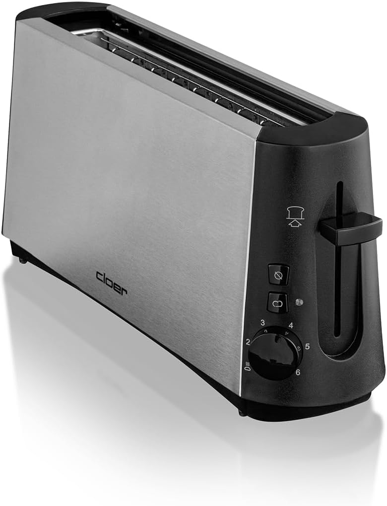 Cloer 3810 Langschlitztoaster, 880 W für 2 Toastscheiben mit "Graubrot-Funktion" zum Toasten von ver