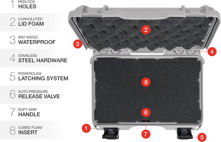 Nanuk 909 Wasserdichter Hartschalenkoffer Mit Plüschschaumeinlage - Silber Silber Würfelförmiger Sch