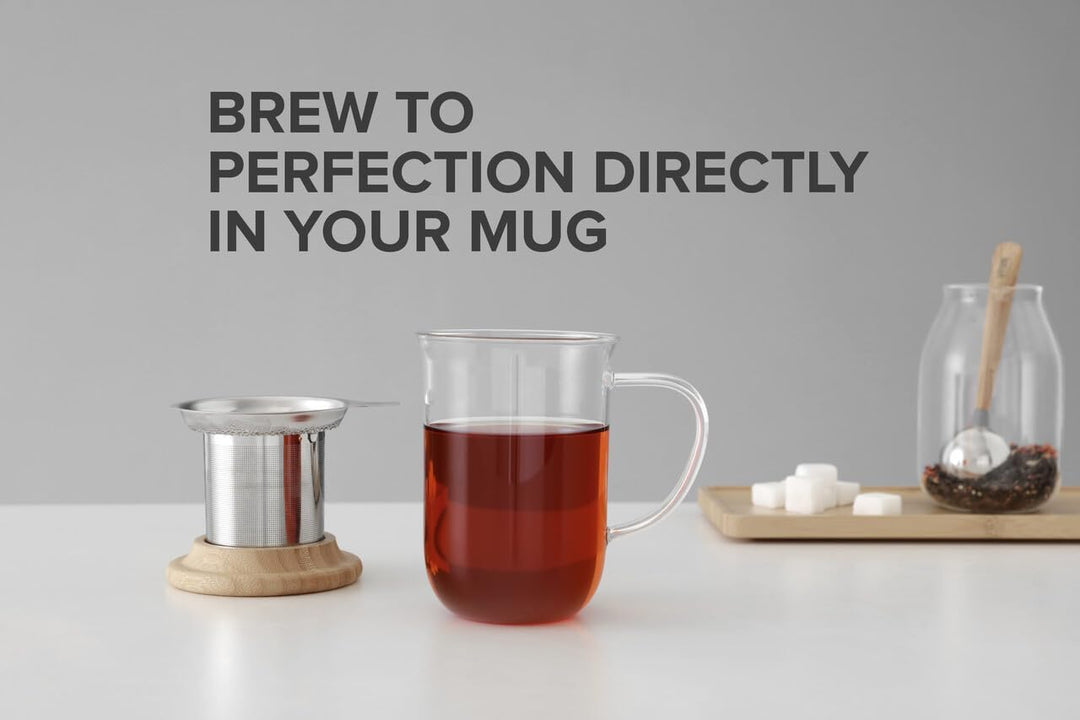 Viva Scandinavia Teetasse Glas doppelwandig mit Griff, Thermoglas mit Edelstahl-Sieb für Losen Tee-B