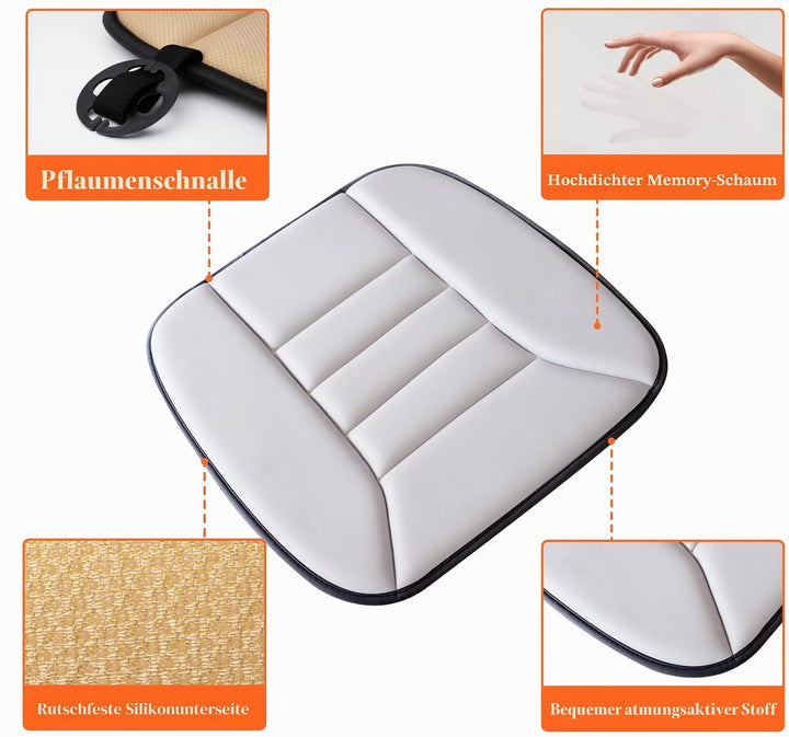 kingphenix Auto Sitzkissen mit 3,0 cm Komfort Memory Foam Sitzkissen für Auto und Bürostuhl - Hellgr