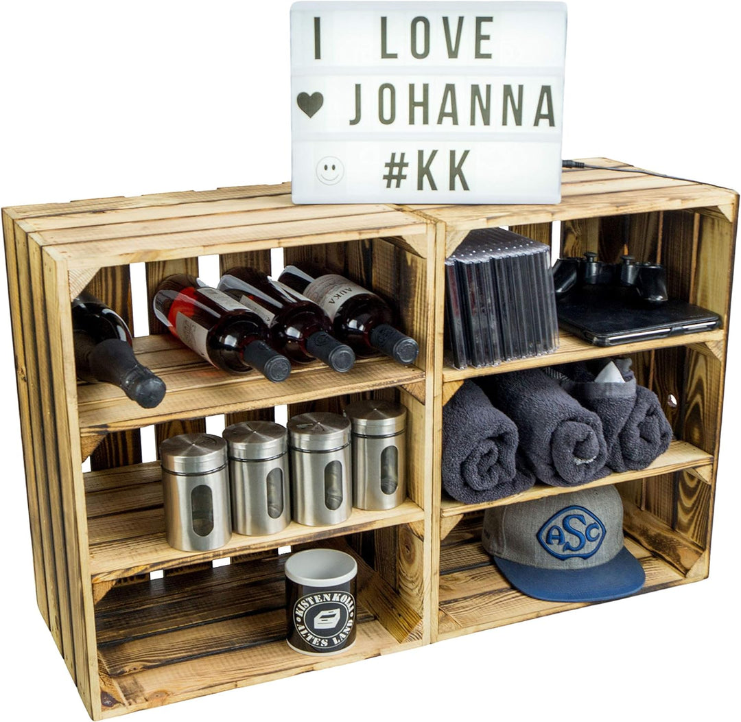 Kistenkolli Altes Land 2er Set Obstkiste Johanna Aufbwahrungsbox Weinkisten Regalkisten Aufbewahrung