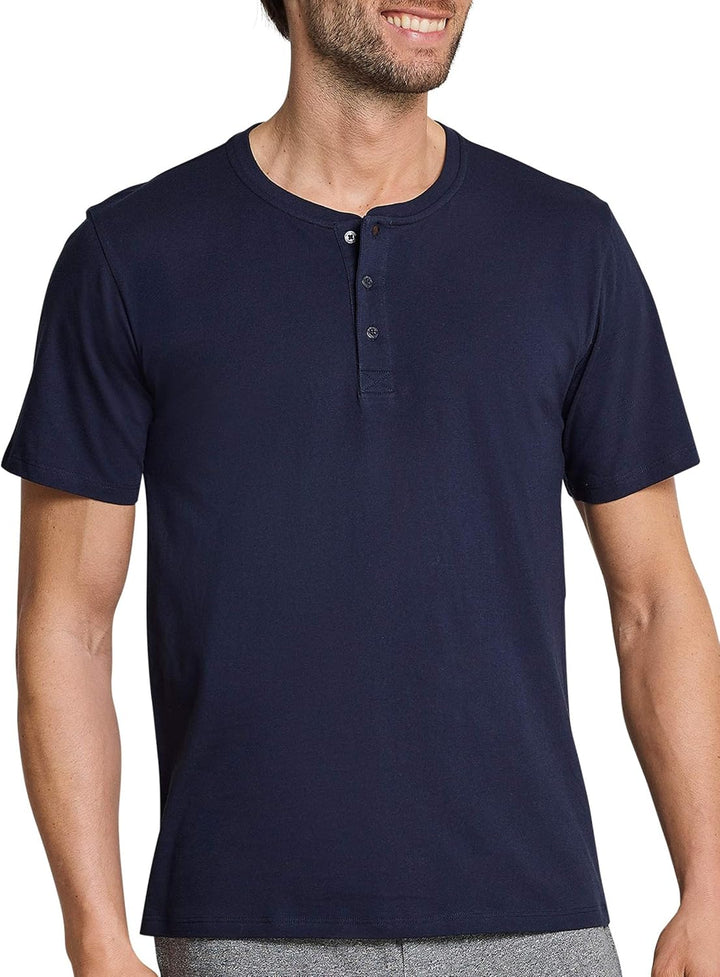 Schiesser Herren Schlafanzugoberteil T-Shirt Knopfleiste - 163831 54 Gelb_163831, 54 Gelb_163831