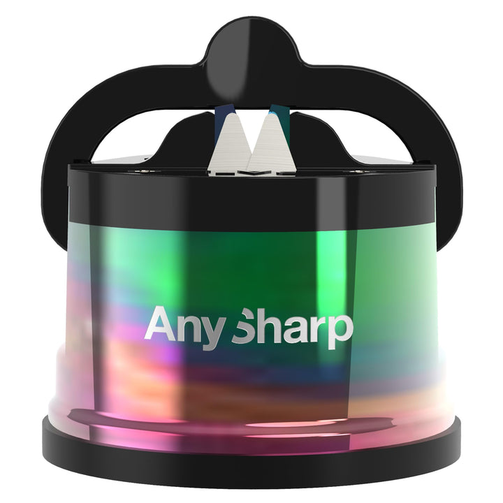 AnySharp Pro Metall Messerschärfer, Freihändige Sicherheit, PowerGrip Saugnapf, Schärft alle Küchenm