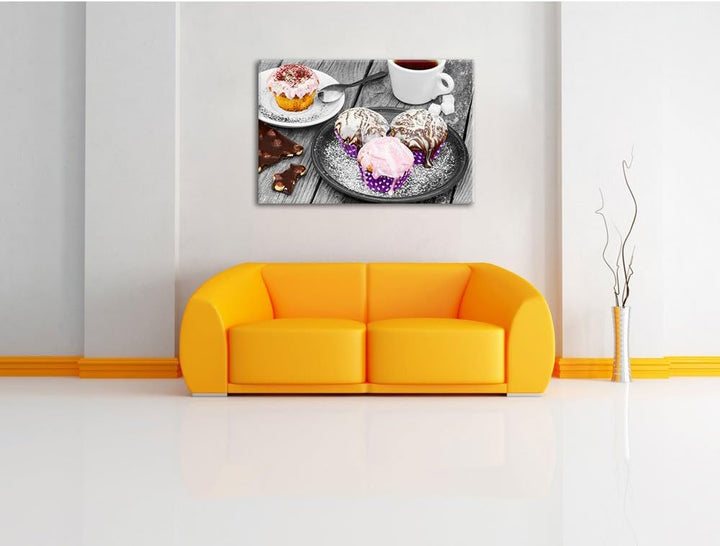 Pixxprint Köstliche Cupcakes als Leinwandbild/Grösse: 100x70 cm/Wandbild/Kunstdruck/fertig bespannt,