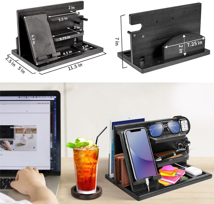 Geschenke für Männer Geschenke zu Valentinstag Holz Telefon Dockingstation Nachttisch Organizer Vate