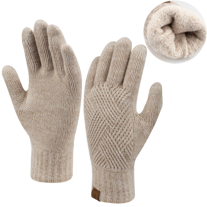 Damen Winter Warm Touchscreen Handschuhe Thermo Gestrickte Winterhandschuhe Doppellagige Strickhands