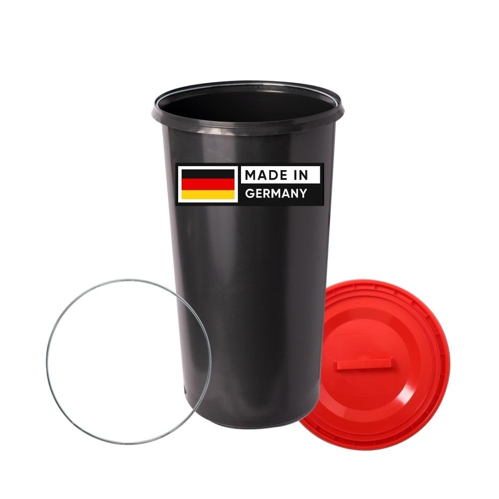 Topanbieter999 60 Liter Mülleimer Sack-Ständer Gelber Sack Eimer Müllsackständer mit rotem Deckel -