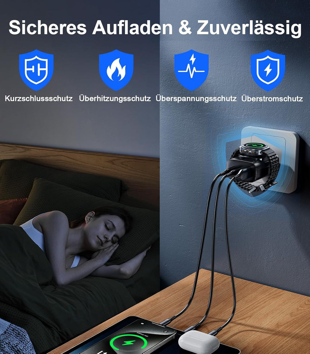 4 in 1 für Samsung Watch Ladegerät,40W USB C Ladegerät PD Schnellladegerät für Samsung Galaxy Watch