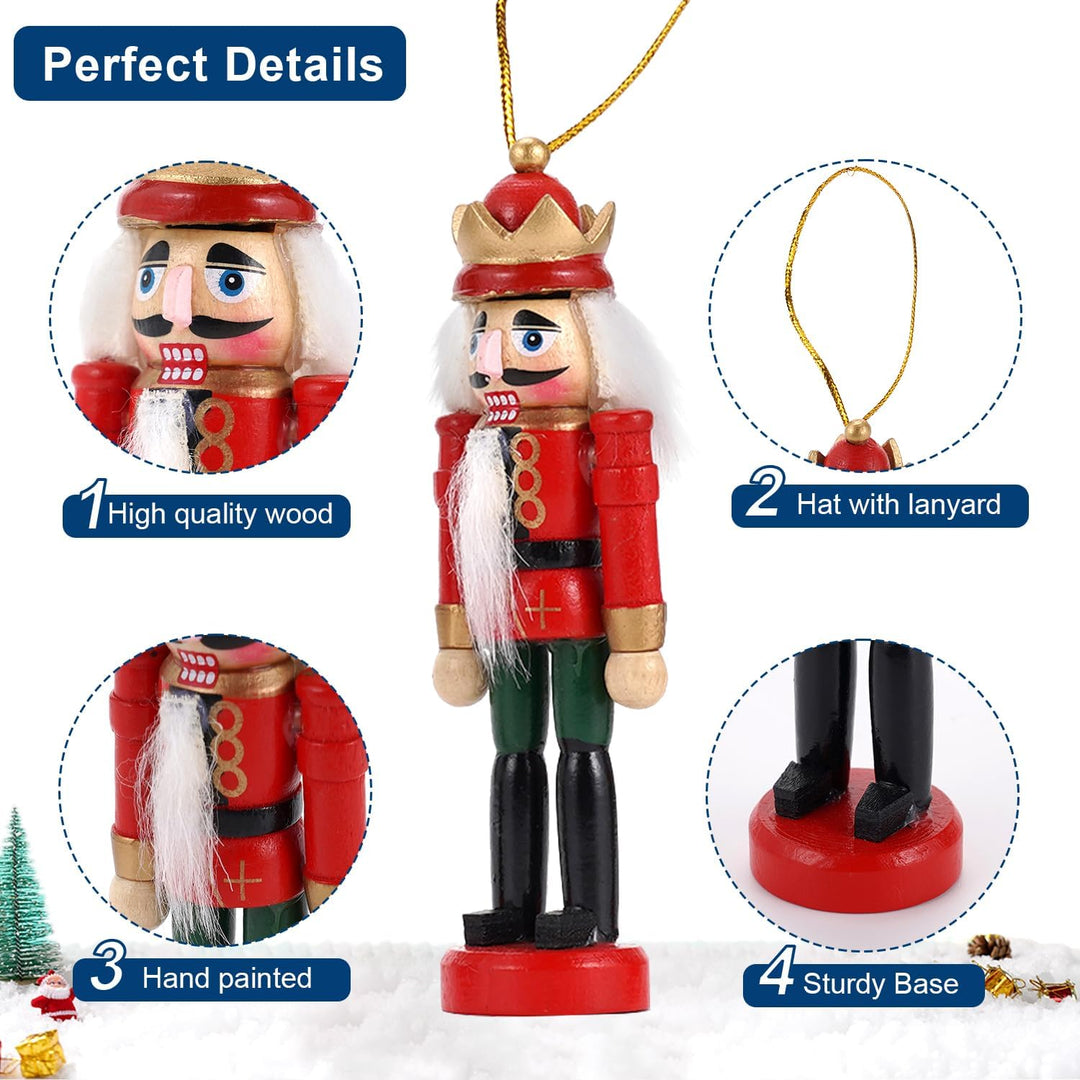 COMBIUBIU 6PCS Nussknacker Figuren Holz Nussknacker Soldaten,Traditionelle Weihnachten Nussknacker F