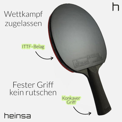 heinsa Carbon Profi Tischtennisschläger ITTF Wettkampf zugelassen Black Edition aus Lichtnussbaum mi