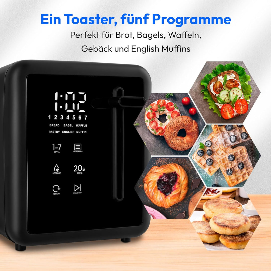 MEDION Toaster 2 Scheiben mit Brötchenaufsatz (7 Bräunungsstufen, 5 Automatikprogramme, 850 Watt, Au