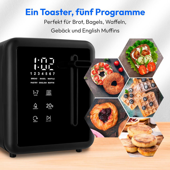 MEDION Toaster 2 Scheiben mit Brötchenaufsatz (7 Bräunungsstufen, 5 Automatikprogramme, 850 Watt, Au