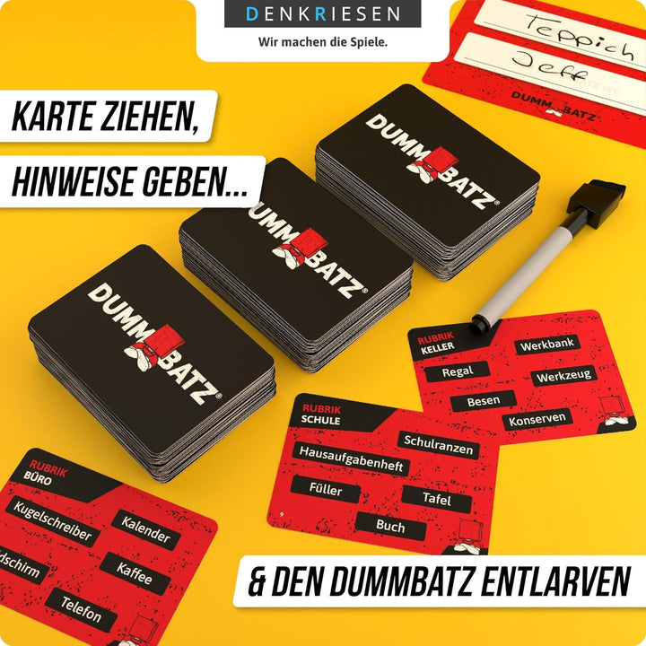 DENKRIESEN - PARTYFIEBER - DUMMBATZ Das aussichtslose Partyspiel | 300 Karten | 1500 Begriffe | Part