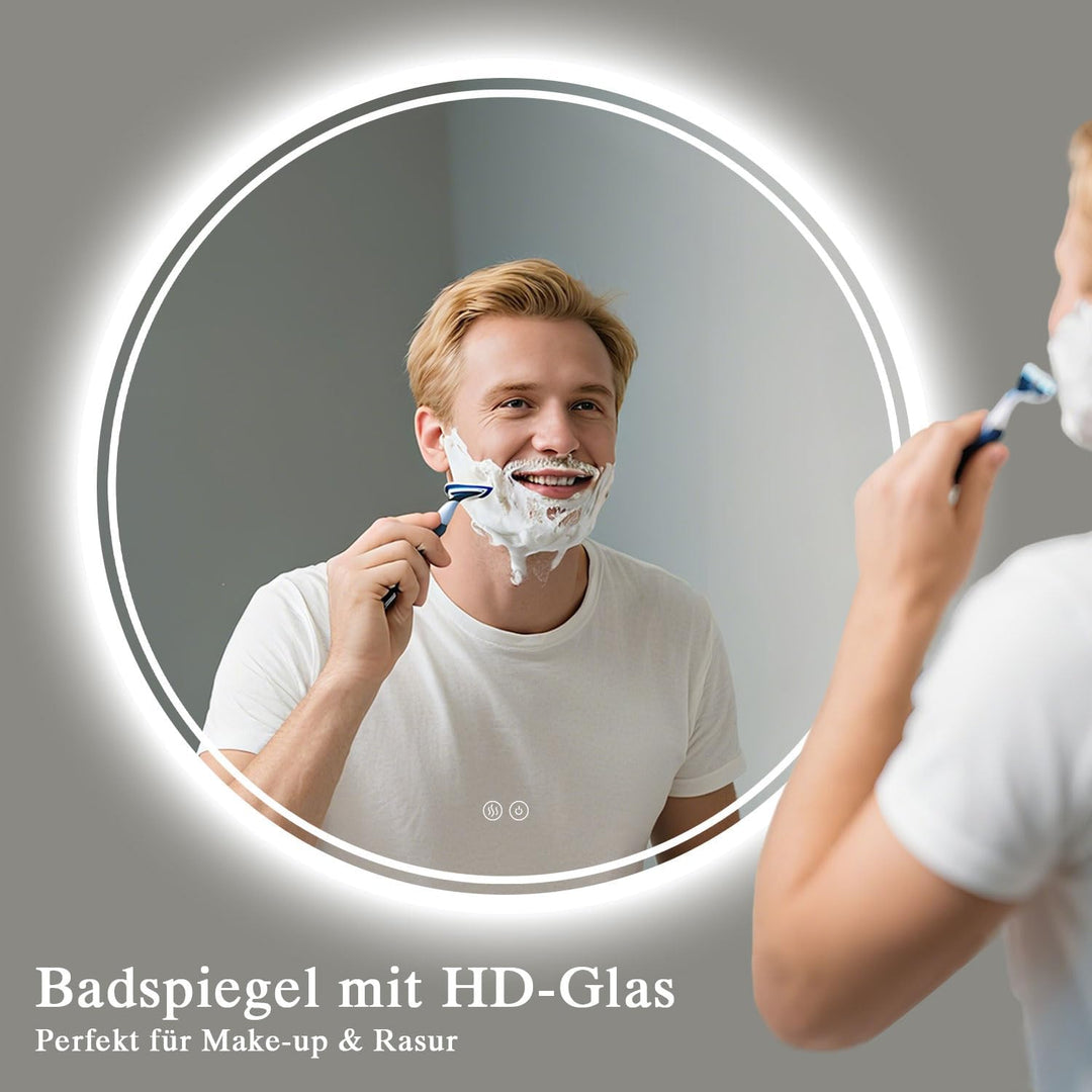 Badspiegel mit Beleuchtung - Badezimmer-Spiegel-LED mit Beschlagfrei, Touch-Schalter, Dimmbar, 3 Lic