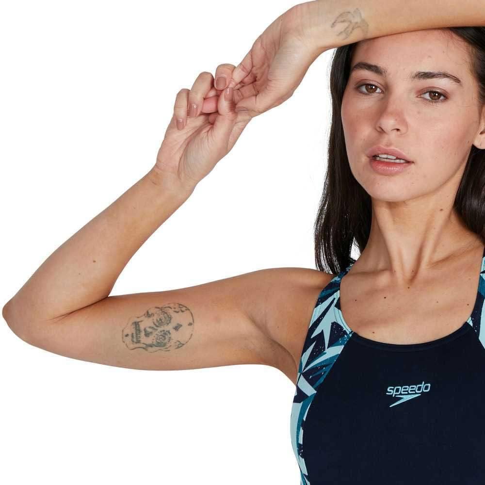 Speedo Damen Hyperboom Splice Muscleback Badeanzug, Blau