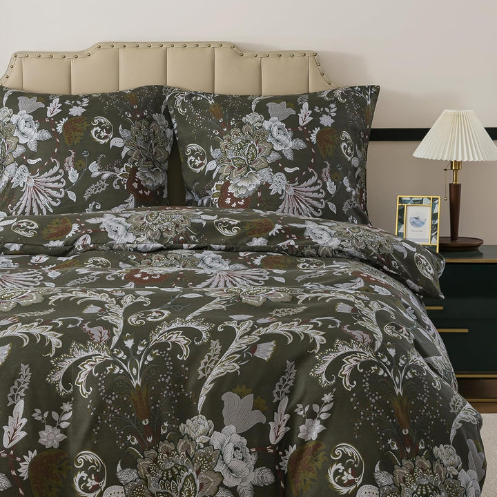WUMIUER Geblümt Bettwäsche 135x200 2teilig Bettbezug - Barock Stil Blumen Bettwäsche-Set 135 x 200 c