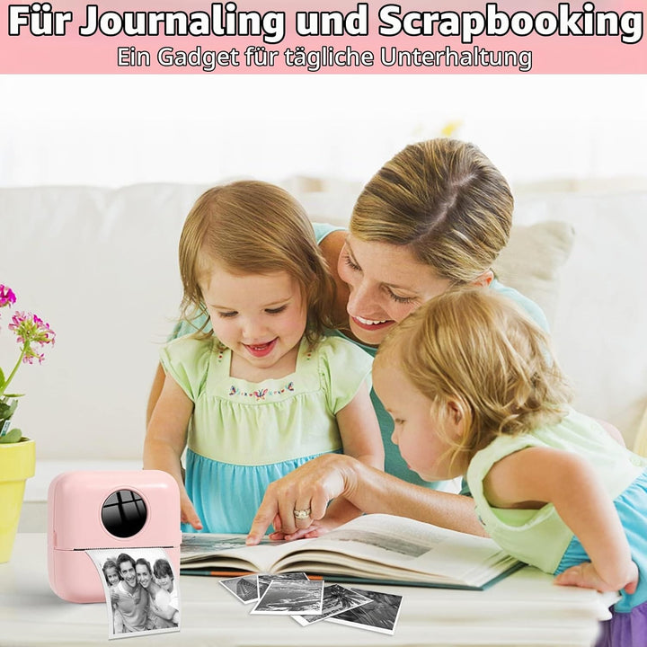 GuKKK Mini Drucker, Mobiler Fotodrucker, Tragbarer Mini Fotodrucker, Wireless Fotodrucker Thermodruc