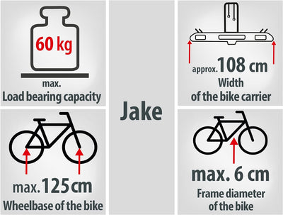 EUFAB 11510 Fahrradträger JAKE, E-Bike geeignet, teilweise vormontiert, erweiterbar, Diebstahlschutz