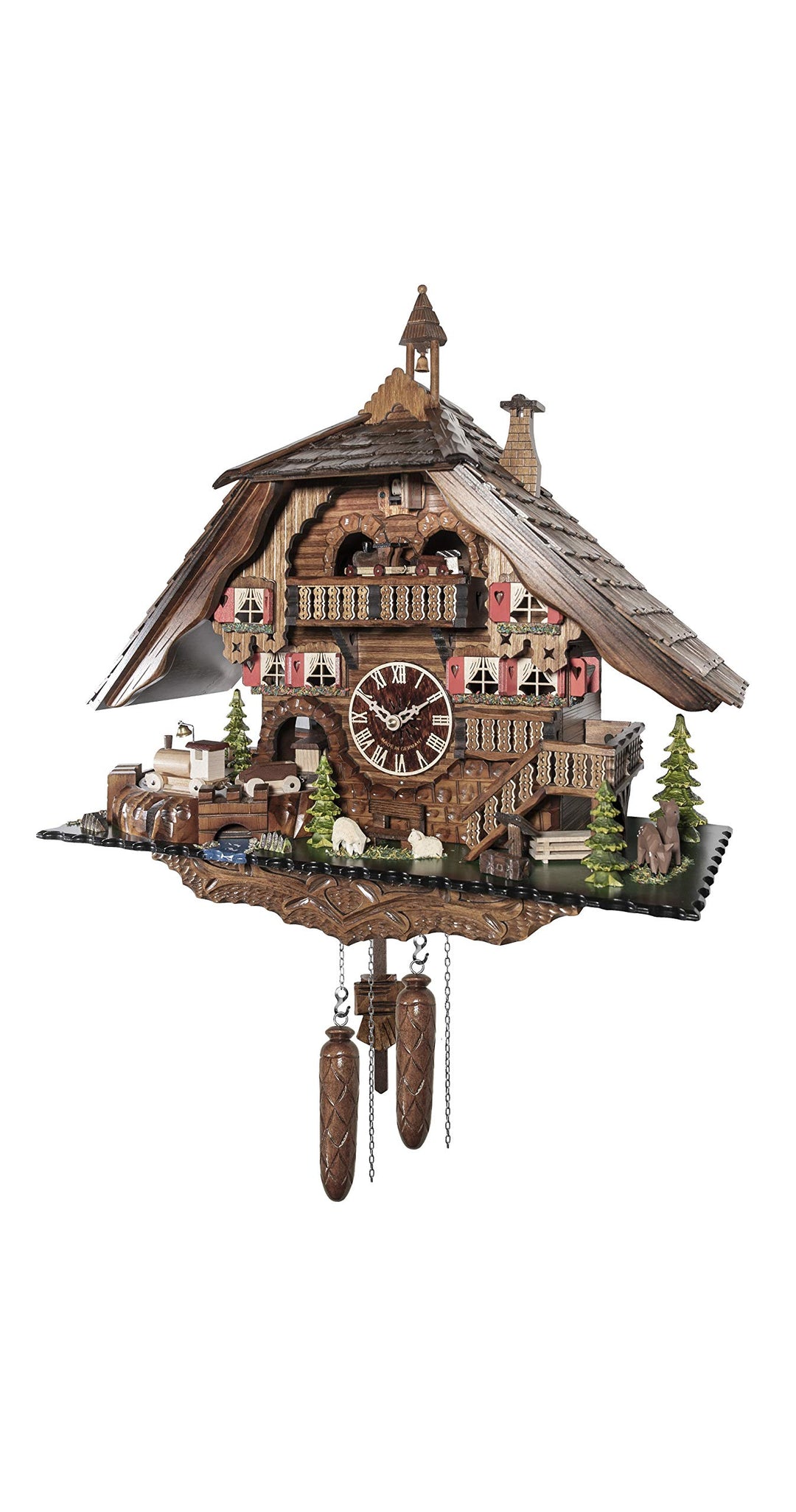 Engstler Quarz Kuckucksuhr Schwarzwaldhaus mit Musik und Tänzern