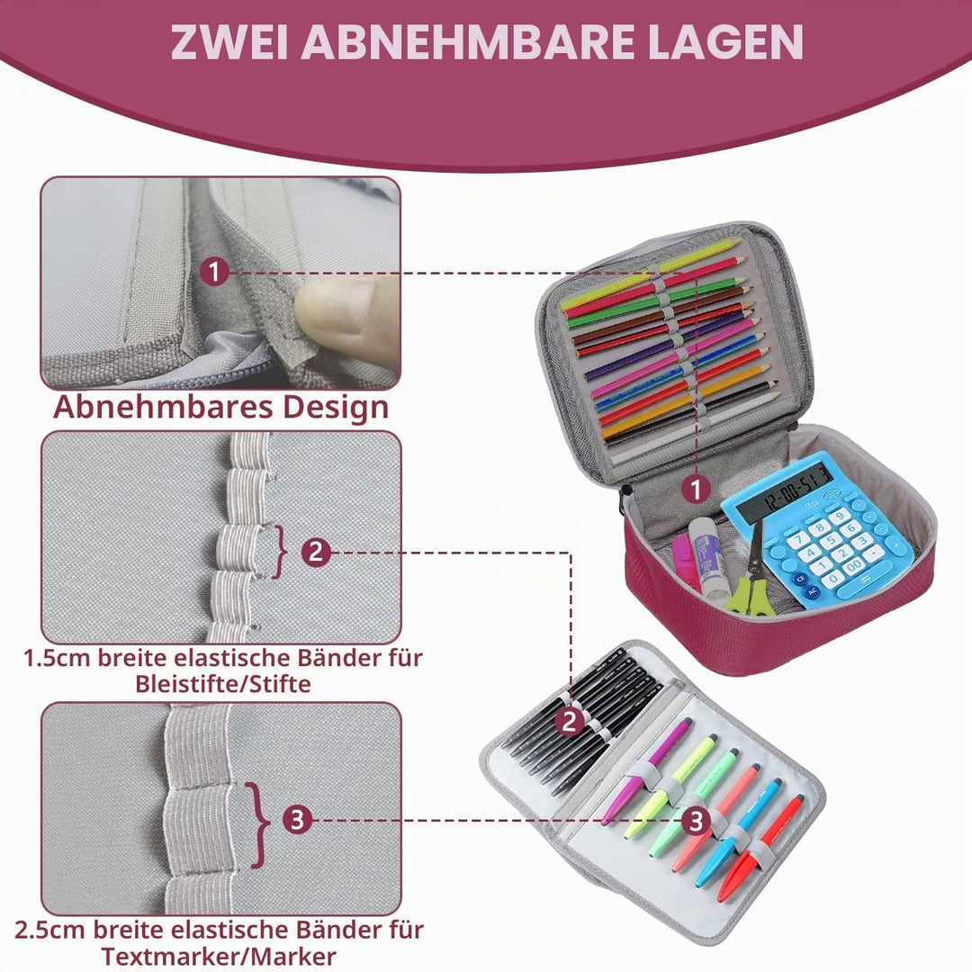 VASCHY Grosse Federmäppchen, Multi Fächer Mäppchen Organizer 72 Stück Etui Schule Federmappe Federta