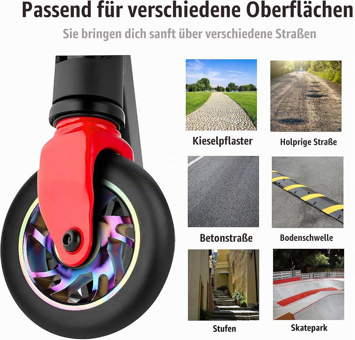 Yungeln 2 Stück 100mm Stunt Scooter Ersatzräder 100 x 24mm 88A Vollreifen mit ABEC-9 Lager kompatibe