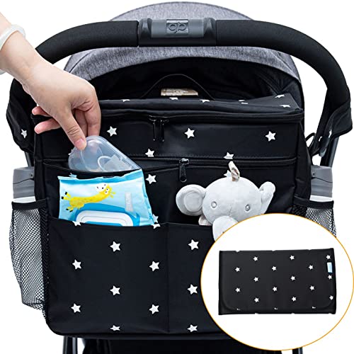 Orzbow XL Buggy Organizer Taschen,22 L Grosser Kinderwagen Windel Organizer mit Getränkehaltern, Sch