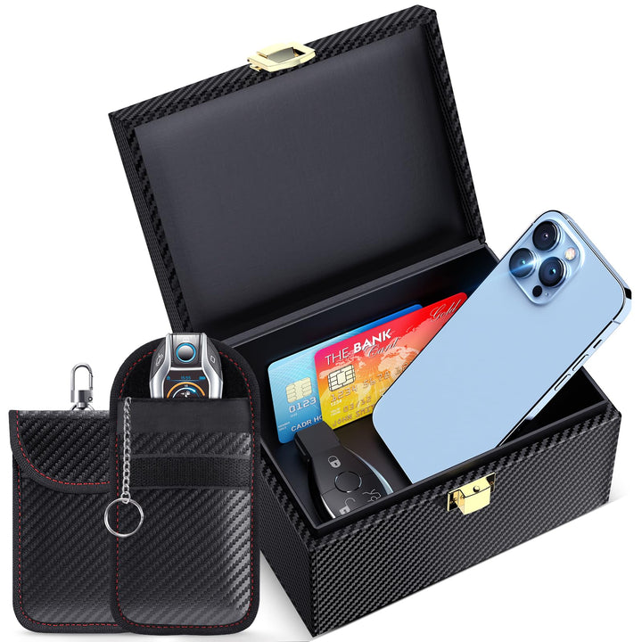 Autoschlüssel Faraday Box & Bags (2 STK), Keyless Go Schutz von Handy, Signalblocker für Kreditkarte