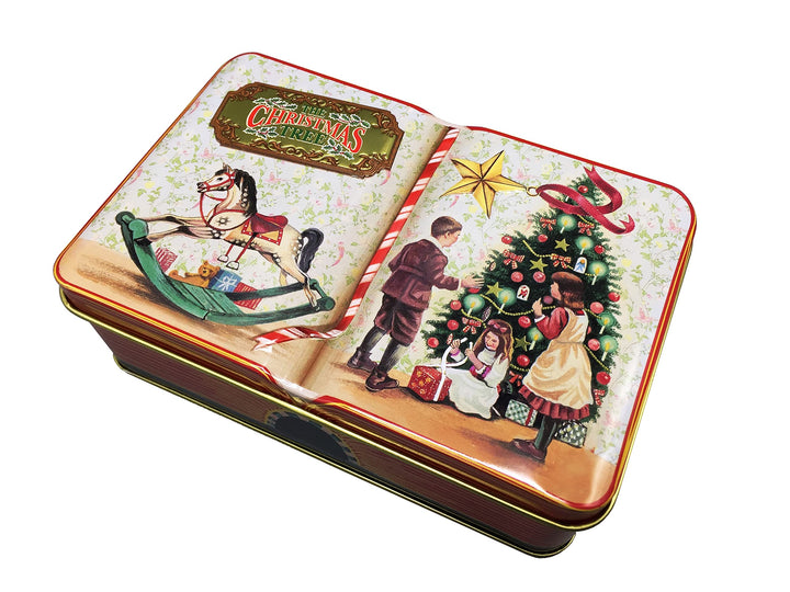 Kleine Nostalgische Rechteckdose Buchdose Christmas Tree Deko Box Weihnachts-Kekse, ca. 14,5 x 9 x 5