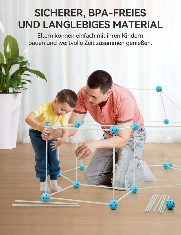besrey Höhle Bauen Kinder – 144PCS Konstruktionsspielzeug mit Wurfspiel, Kinder Höhle, Outdoor Garte