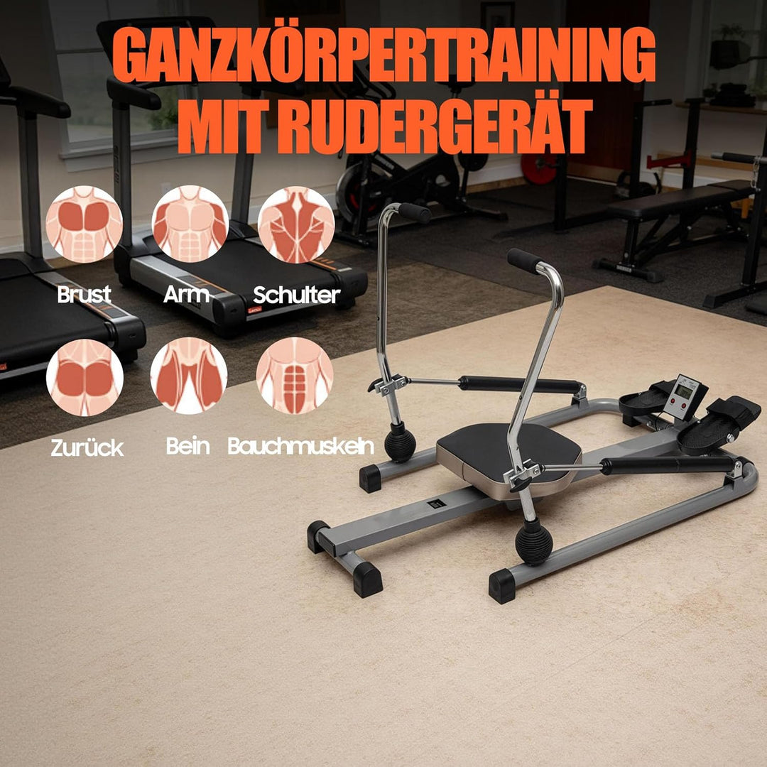 106cm X 66cm X 10cm Rudergerät Für Zuhause, LCD-Display, Einstellbarer Widerstand 15-55kg, Für Fitne