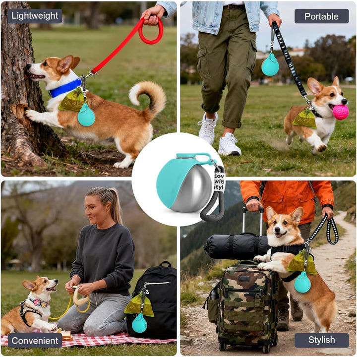 Trinkflasche Hunde für Unterwegs, Hundetrinkflasche für Unterwegs mit Silikonnapf, 285ML Edelstahl A