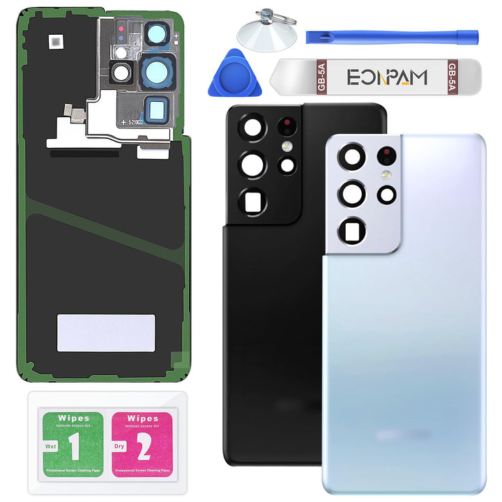 Eonpam Akkudeckel für Samsung Galaxy S21 Ultra 5G G998 Rückseite Glas Original Backcover Back Glas E