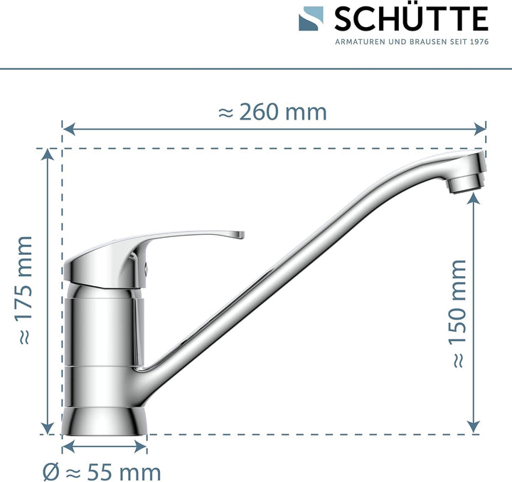 SCHÜTTE 35490 CELLINO Niederdruck-Küchenarmatur 360° schwenkbar, Wasserhahn für die Küche mit Anti-N