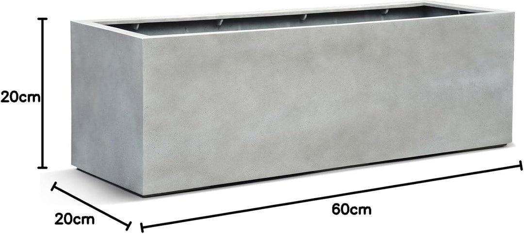 ESCHBACH® Pflanzkübel Box 60 Beton Hell Grau Rechteckig * 60 x 20 x 20 cm * 10 Jahre Garantie 60x20x