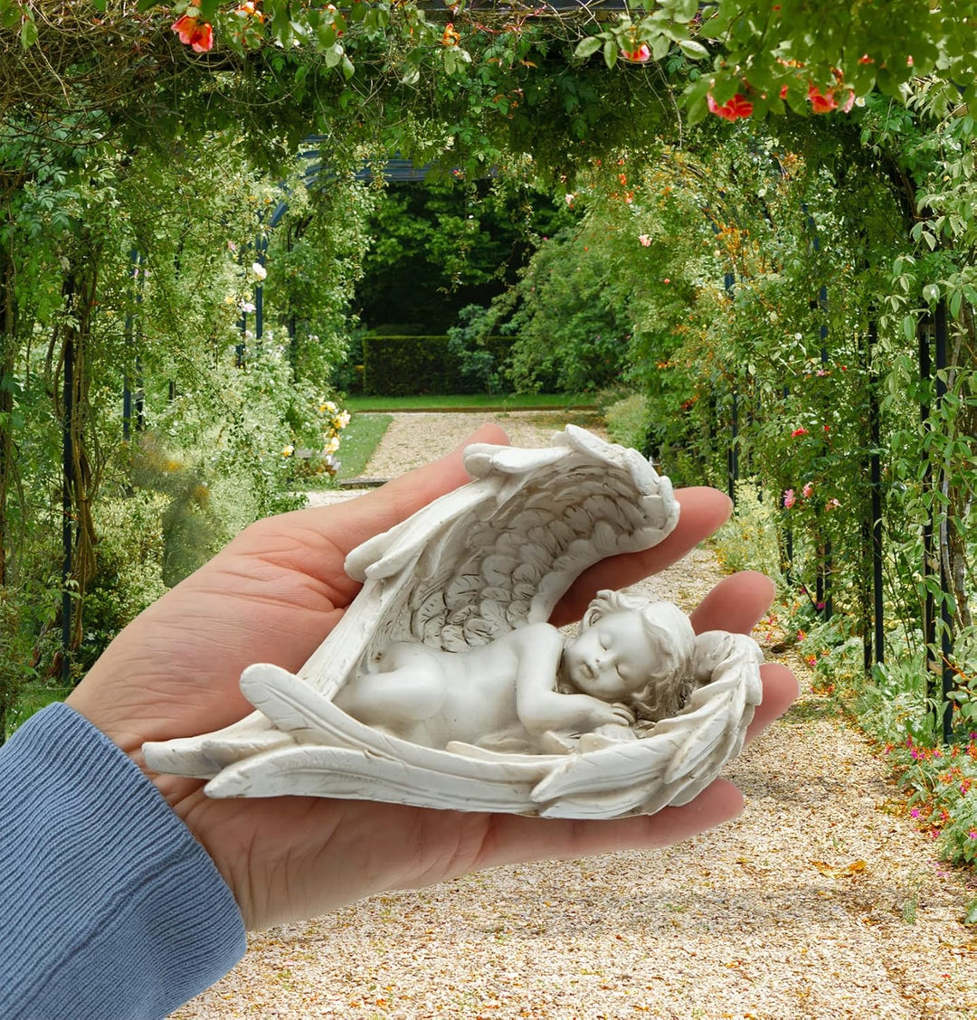 Stilvolle Engel Deko für drinnen & draussen - Schutzengel Figur 15cm aus Marmorit - Engelchen mit En