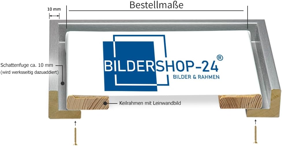 Schattenfugenrahmen Set Hamburg Schwarz (matt) mit Keilrahmen Leinwand Bild Druck Motiv: Palmenblatt